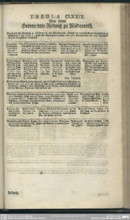 Tabula CLXXIX. Von denen Herren von Redwitz zu Wildenroth