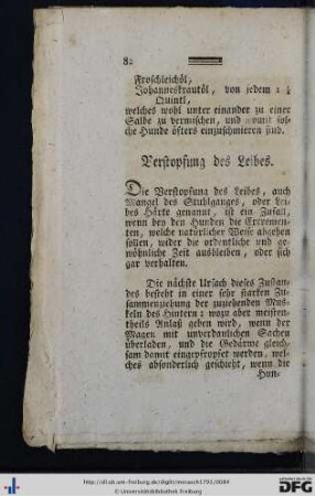 Verstopfung des Leibes.