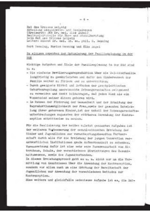 Zu einigen Aspekten der Optimierung der Familienplanung in der DDR