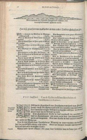 VIII Hooftstuck. Van de Kusten tusschen Bornholm oft Sandthamer en Kalmer.