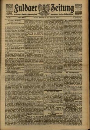 Erste Ausgabe vom Mittwoch, den 30. November 1910.