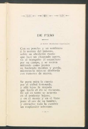 De paso : Al doctor Martiniano Leguizamón