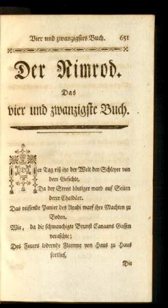 Der Nimrod. Das vier und zwanzigste Buch