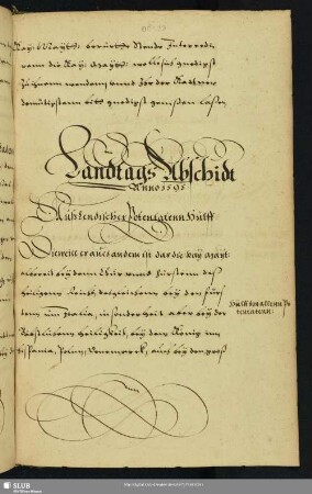 Landtags Abschidt Anno 1595