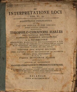 De Interpretatione Loci 1 Cor. XI, 10 : dissertatio philologica