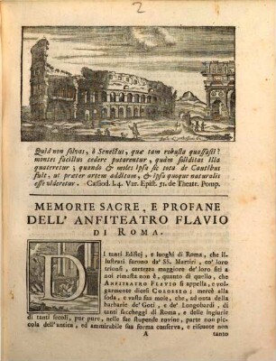 Delle Memorie Sacre, E Profane Dell' Anfiteatro Flavio Di Roma Volgarmente Detto Il Colosseo : Dissertazione