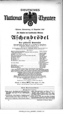 Aschenbrödel oder Der gläserne Pantoffel