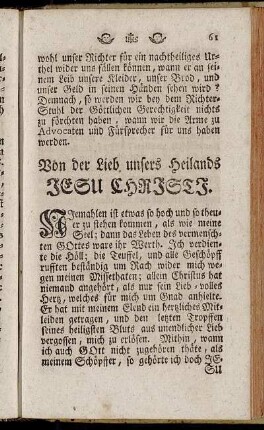 Von der Lieb unsers Heilands Jesu Christi.