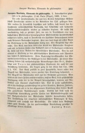 233 [Rezension] Maritain, Jacques, Introduction générale à la philosophie