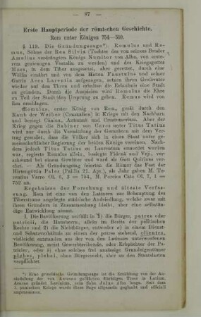 Erste Hauptperiode der römischen Geschichte. Rom unter Königen 754-510