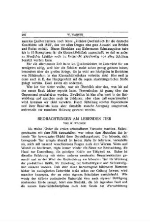 Beobachtungen am Lebenden Tier