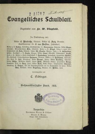 56: Evangelisches Schulblatt - 56.1912