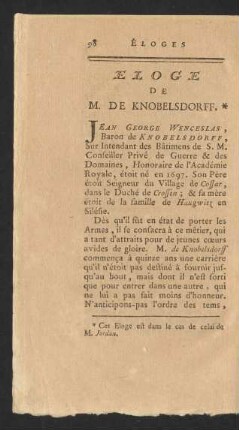 Eloge De M. De Knobelsdorff