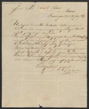 Brief an B. Schott's Söhne : 25.06.1829