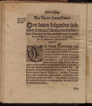 Der Vierde HauptPunct. Von denen folgenden lieblichen TriangelScheinen der beyden obern Planeten [...]