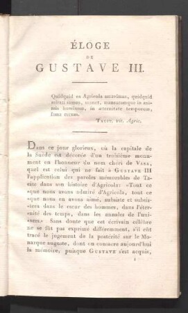 Éloge De Gustave III.