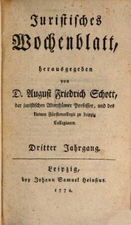 Juristisches Wochenblatt, 3. 1774