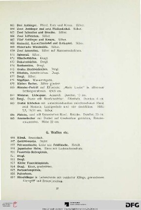G. Waffen etc.(Nr. 886-948)