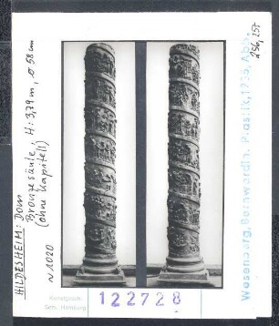 Hildesheim, Dom: Bernwardsäule ohne Kapitell (Christussäule), Bronze, um 1020