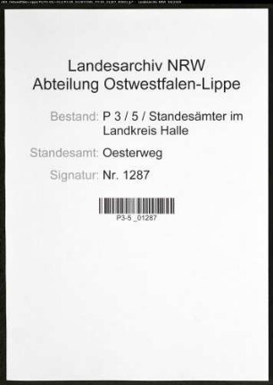 Sterberegister Standesamt Oesterweg