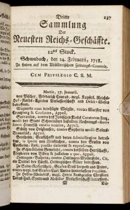 12tes Stuck. Schwabach, den 24. Februarii, 1758.