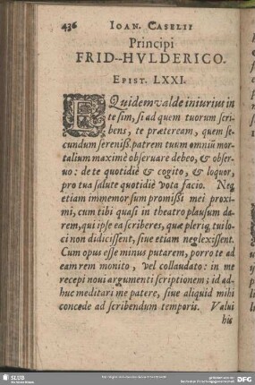Principi Frid. Hulderico. Epist. LXXI.
