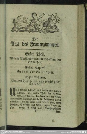 Erster Theil. Nöthige Vorsichtsregeln zur Erhaltung der Gesundheit