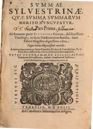 Svmmae Sylvestrinae, Qvae Svmma Svmmarvm Merito Nvncvpatvr, pars ..., 1