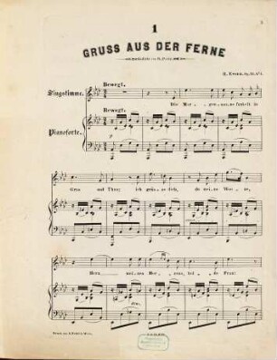6 Lieder für eine Singstimme mit Begleitung des Pianoforte : op. 73, 1. Gruß aus der Ferne