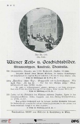 Wiener Zeit= u. Geschichtsbilder. Strassentypen. Kaufrufe. Theatralia (Nr. 159-211)