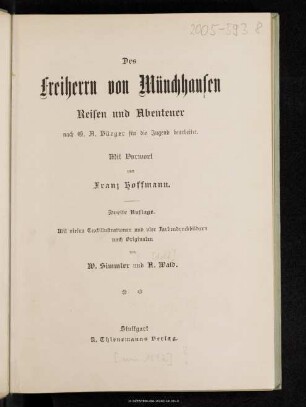 Des Freiherrn von Münchhausen Reisen und Abenteuer