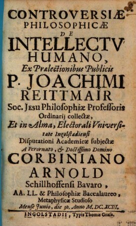 Controversiae philos. de intellectu humano