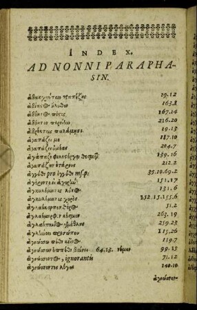 Index. Ad Nonni Paraphasin.