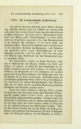 XXII. Der nordamerikanische Freiheitskrieg. 1773 - 1783