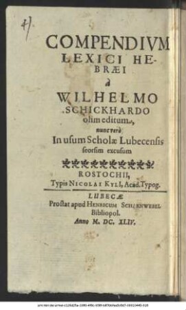 Compendium Lexici Hebraei