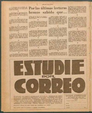 Por las últimas lecturas hemos sabido que...