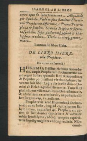 De Libro Hieremiae Prophetae.