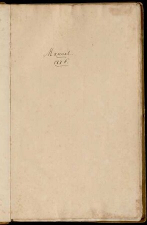 Manual. 1776., Göttingen, 1776 : Manual 1776