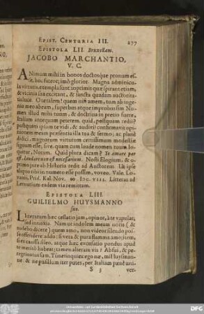 Epistola LIII. Guilielmo Huysmanno suo.