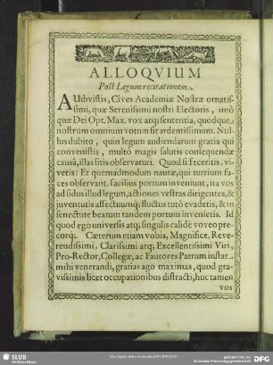 Alloquium Post Legum recitationem