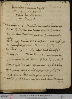 ‘Vaticinium D. M. mense Augusto Anno 1532 postquam Elector Joan: dux Saxoniæ diheserat [?]’