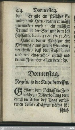 Donnerstag. Regeln, so die Ruhe betreffen