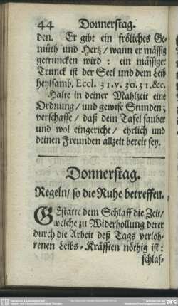 Donnerstag. Regeln, so die Ruhe betreffen
