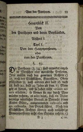 Hauptstück II. Von den Partheyen und deren Beyständen.