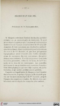 Séance du 27 mai 1881