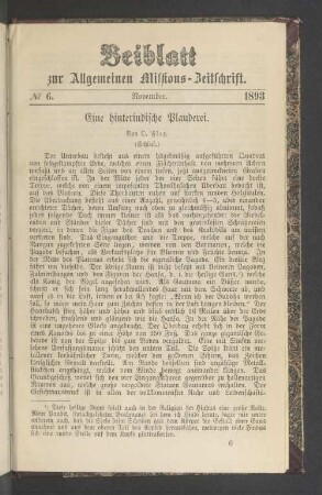 Beiblatt N° 6. November. 1893