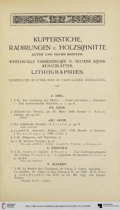 Kupferstiche, Radirungen u. Holzschnitte alter und neuer Meister (Nr. 1-1010)