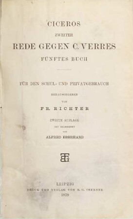 Ciceros zweiter Rede gegen C. Verres fünftes Buch