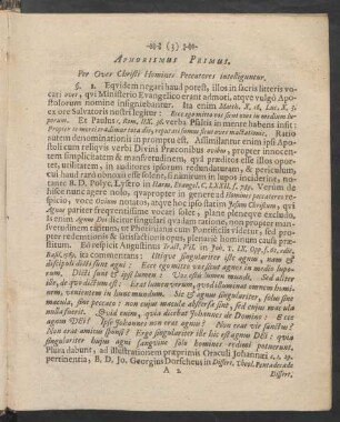 Aphorismus Primus. Per Oves Christi Homines Peccatores intelliguntur