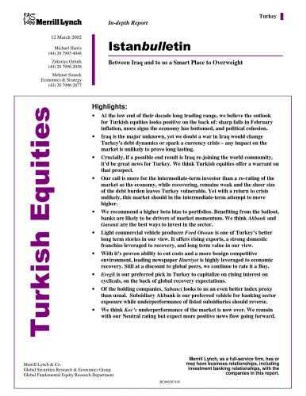 Turkish Equities : Istanbulletin ; in-depth report